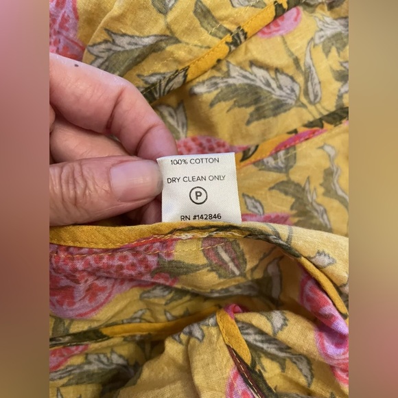 RHODE RESORT Ella pink yellow floral long sleeve knee length dress medium m - Picture 4 of 7